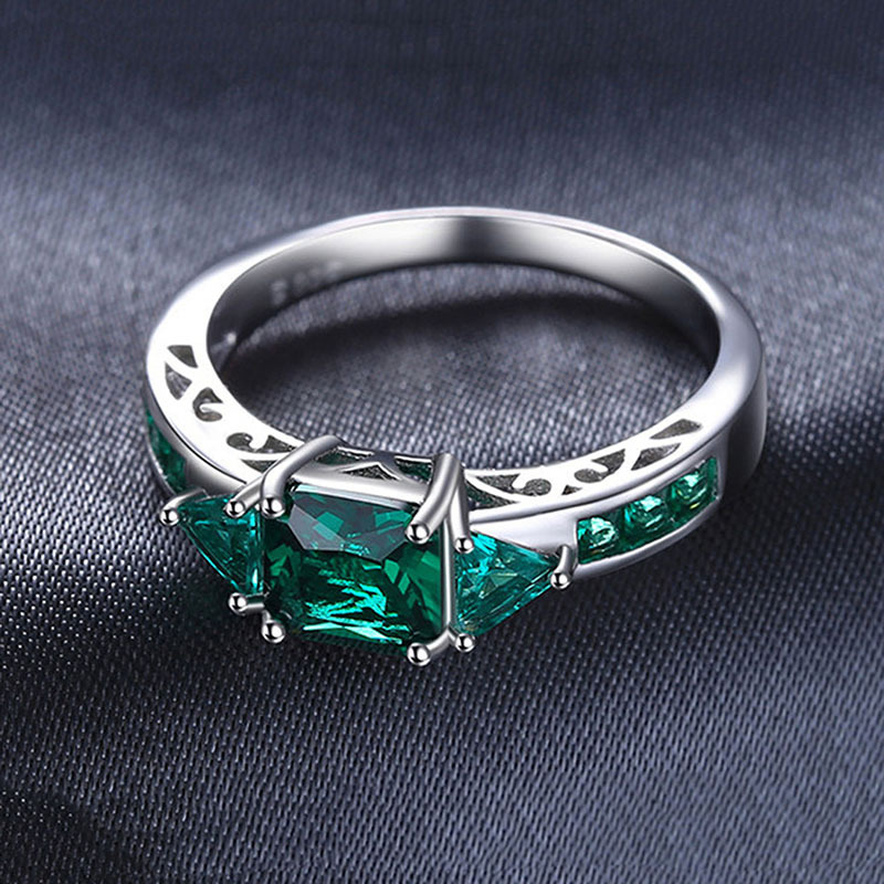 Green AAA CZ Silver Rings