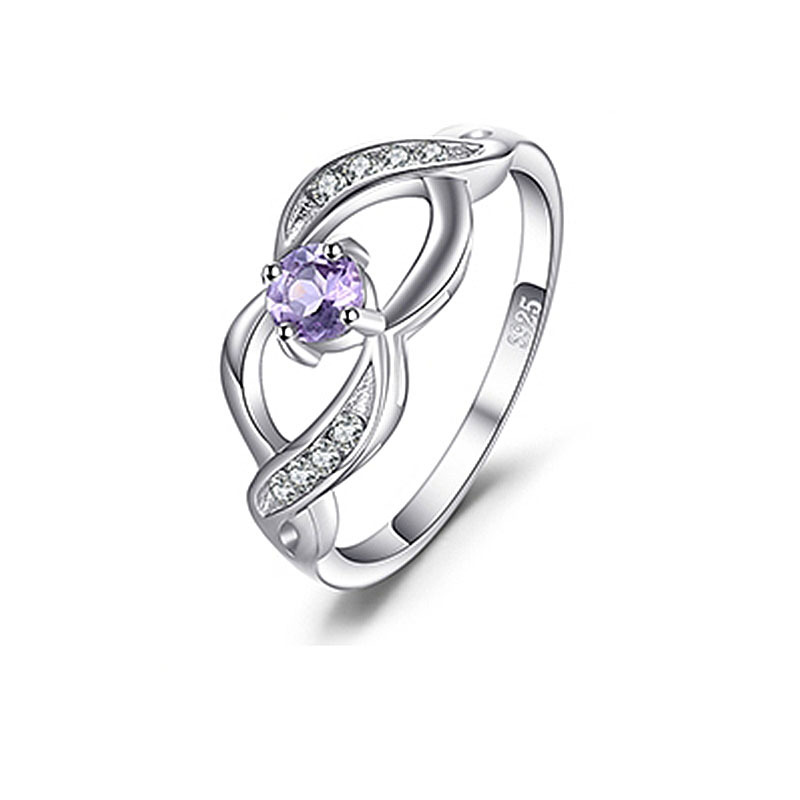 S925 Silver Jewelry Set with Natural Amethyst Crystal Stone