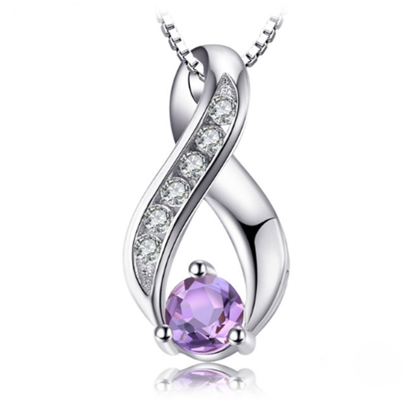S925 Silver Jewelry Set with Natural Amethyst Crystal Stone