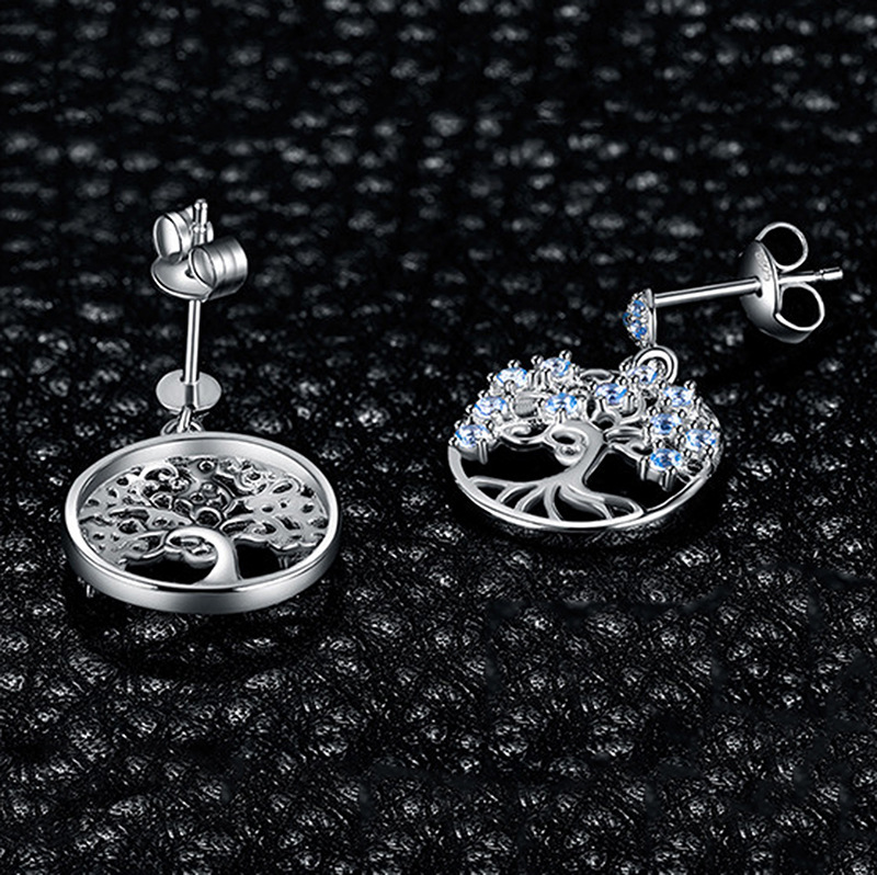 Life Tree Style 925 Silver Earrings Studs