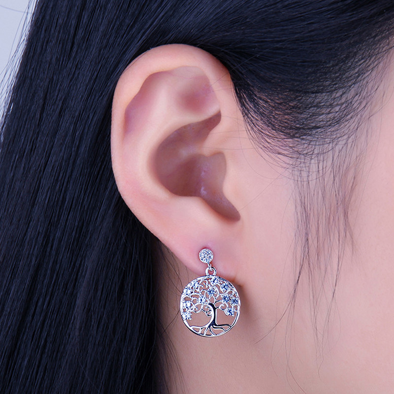 Life Tree Style 925 Silver Earrings Studs