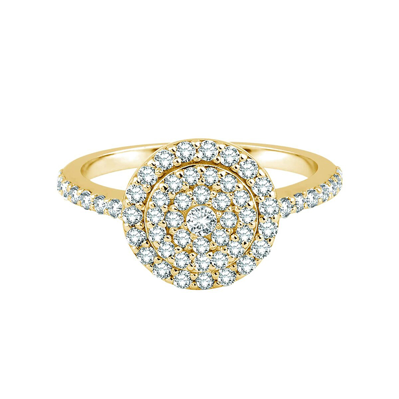 Fashion 18K Yellow Gold Full Diamond Rings Jewelry