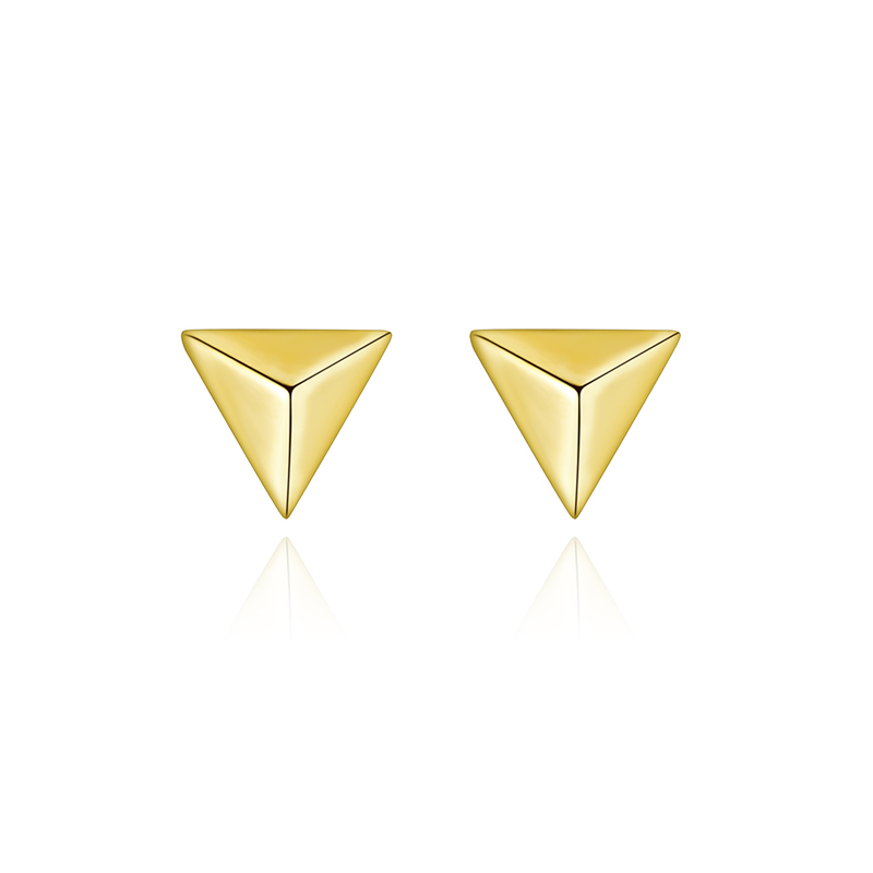 Fashion Pyramid 18K Yellow Gold Solid Gold Earring Studs