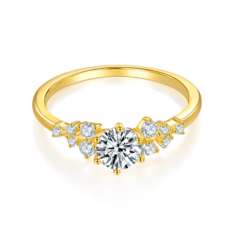 Fashion 18K Yellow Gold Diamond Rings 1.0ct CVD Lab Diamond Jewelry