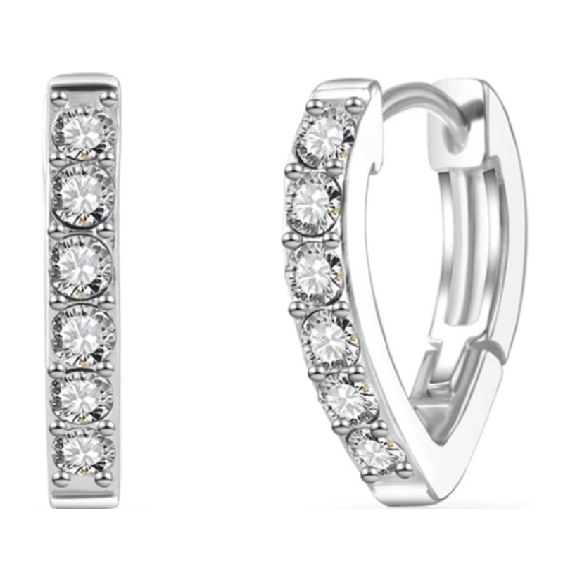 Fashion Heart Earring Hoops 925 Silver Jewelry 18K Rose Gold Plated