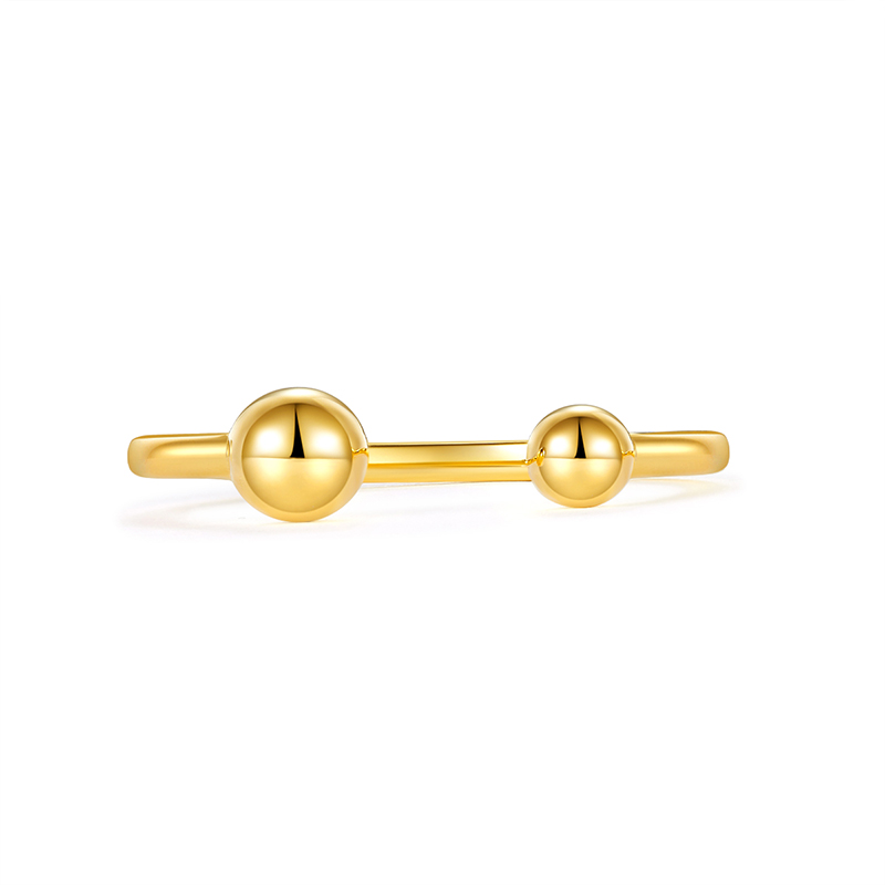 Fashion Solid 18K Yellow Gold Open Ring Women Gift
