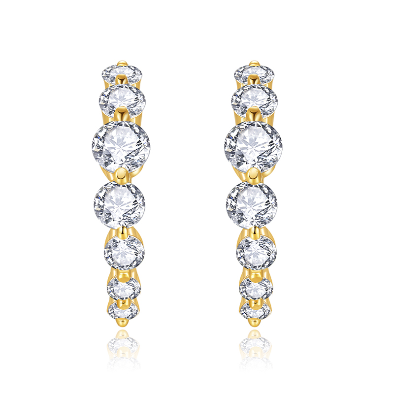 Fashion Jewelry 18K Yellow Gold Moissanite Earring Hoops