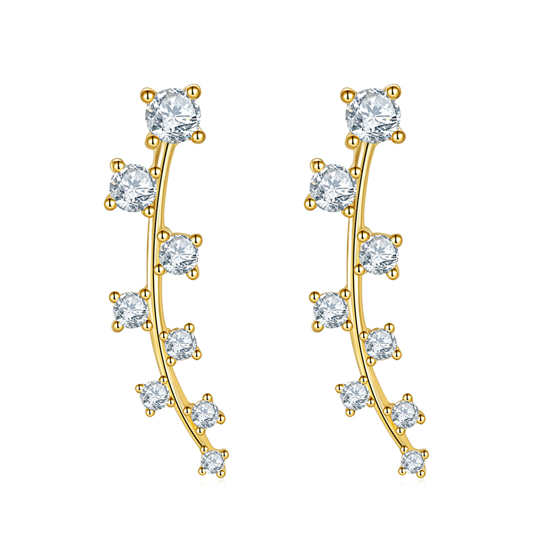 New Fashion 18K Yellow Gold Dimaond Cuff Earring Stud