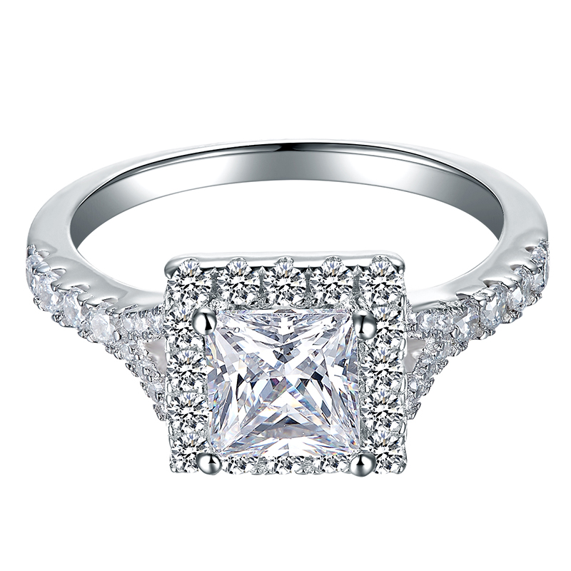 Fashion Princess CVD Lab Diamond Engagement Rings 18K White Gold Jewelry