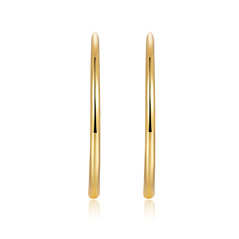 Fashion Solid 18K Yellow Gold Earring Hoops