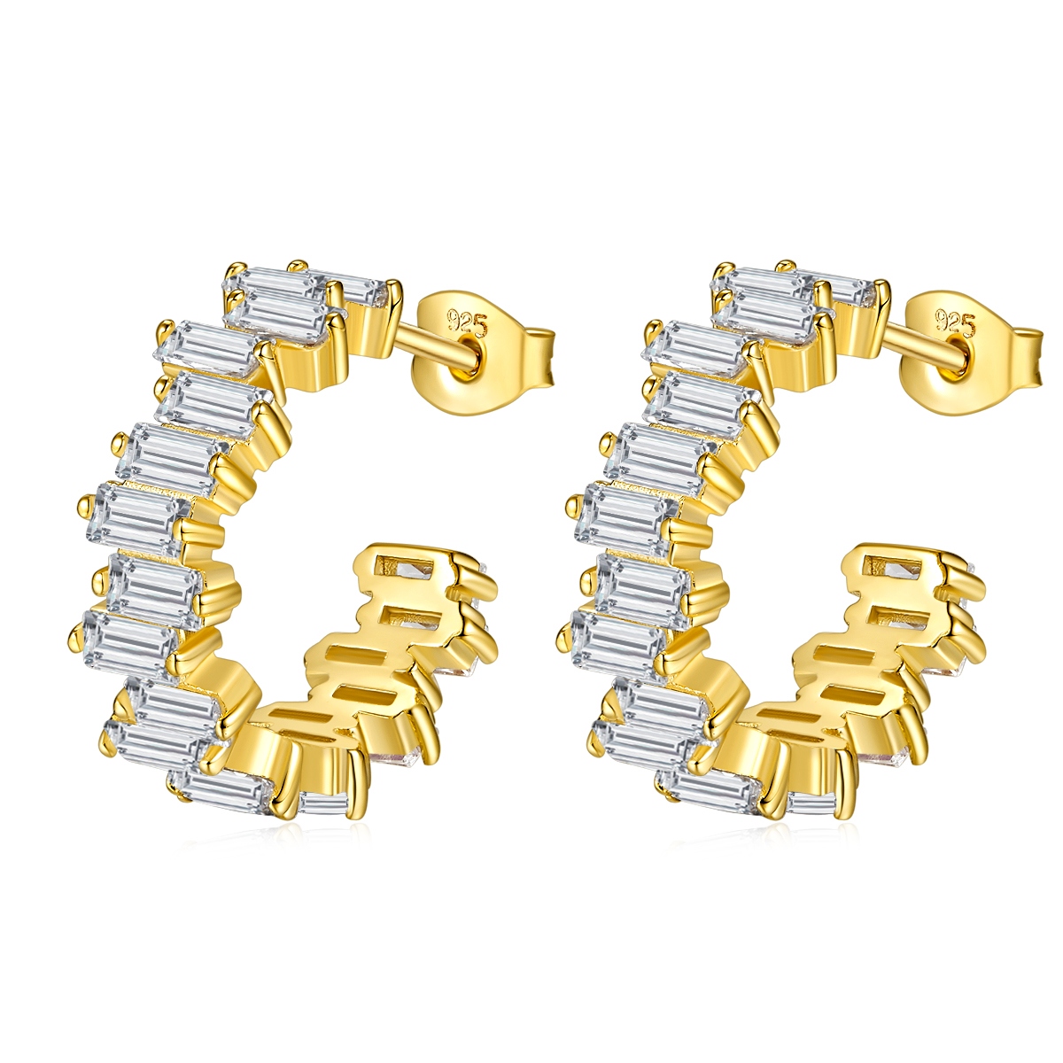 Fashion CVD Diamond Earring Hoops 18K Yellow Gold Jewelry