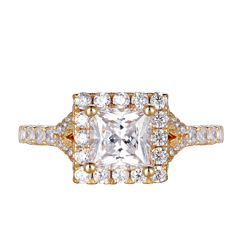 18K Yellow Gold Princess Diamond Engagement Ring Jewelry