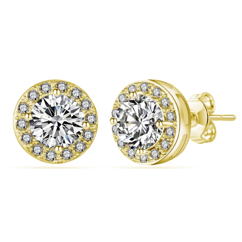 Fashion Rose Gold Plated Jewelry 925 Silver Earring Studs with Moissanite