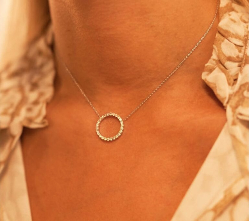 Fashion Classic 18K White Gold Circle Diamond Pendants Necklace