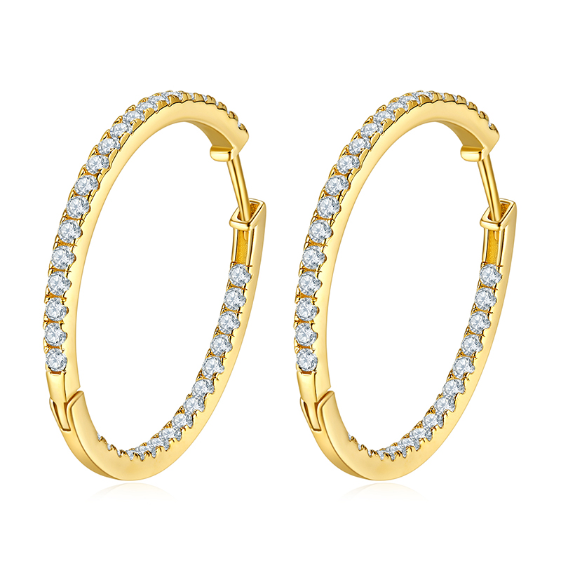 Fashion Jewelry 18K Yellow Gold Diamond Cuff Earring Studs