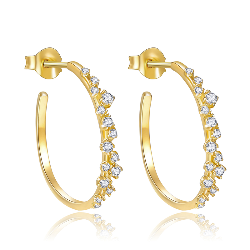 Fashion 18K Yellow Gold CVD Lab Diamond Earring Hoops