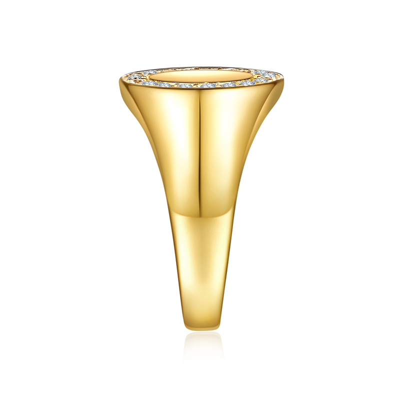 18K Yellow Gold Diamond Men Rings Fashion Jewelry Style