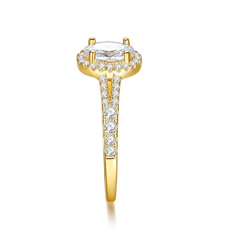 Fashion Engagement Rings 18K Yellow Gold with 1.0 CT Oval GIA Diamond Jewelry