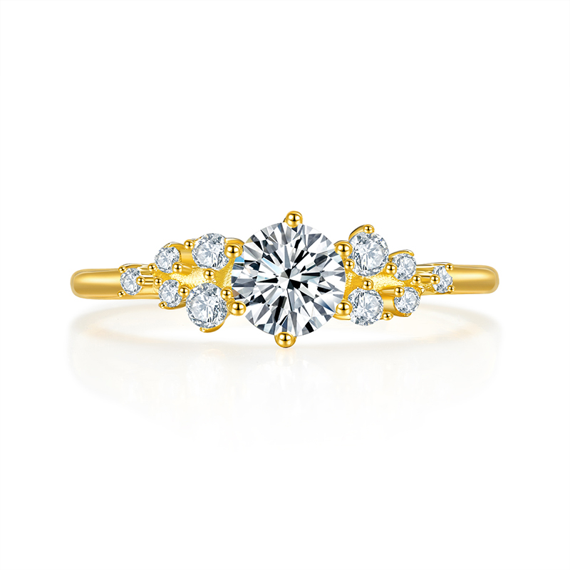 Fashion 18K Yellow Gold Diamond Rings 1.0ct CVD Lab Diamond Jewelry