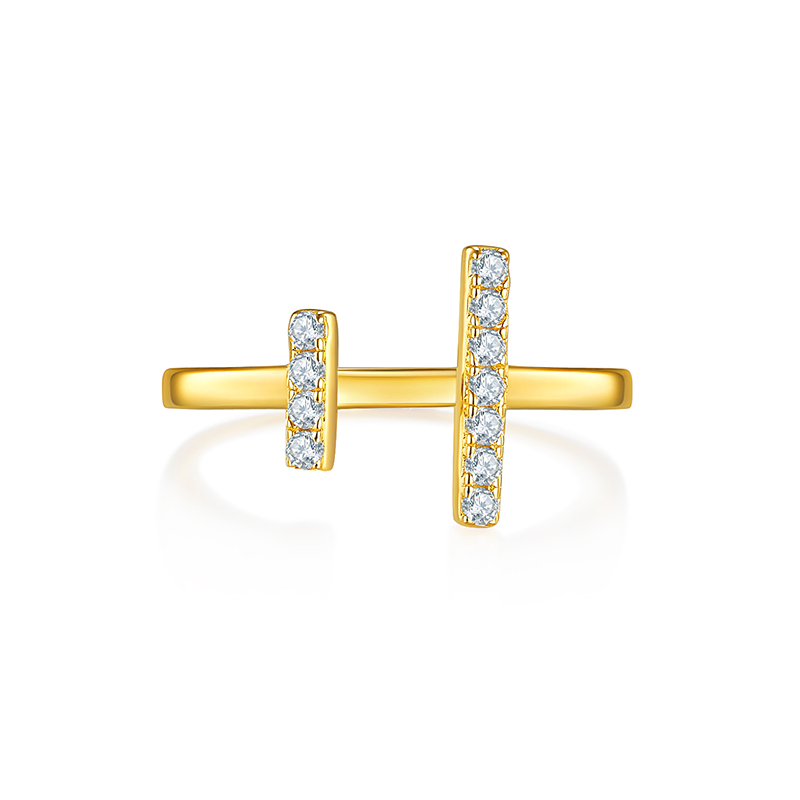 Fashion T Ring Band 18K Yellow Gold Diamond Jewelry with IGI Report
