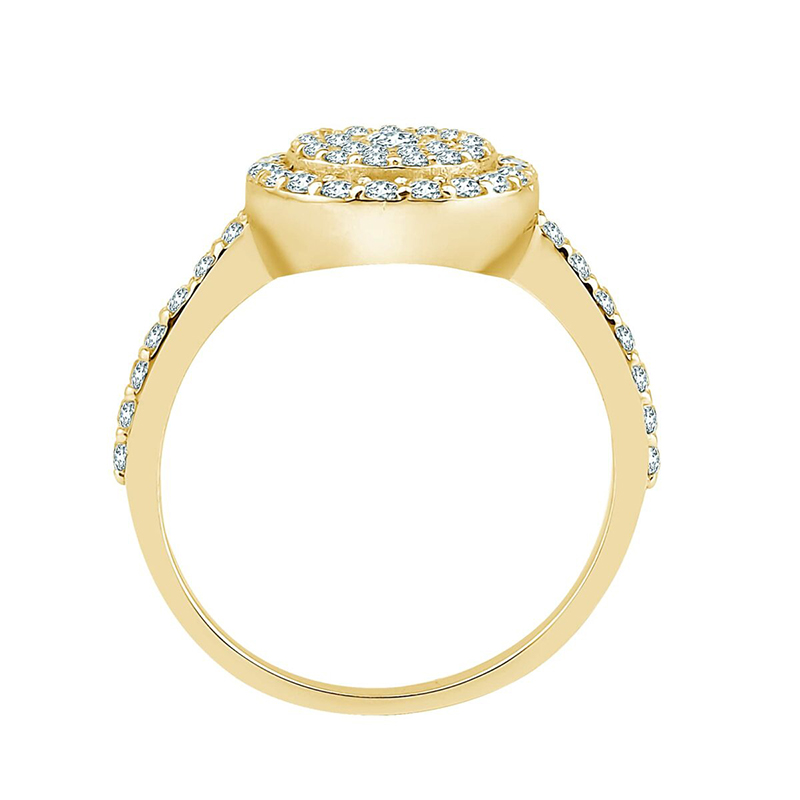 Fashion 18K Yellow Gold Full Diamond Rings Jewelry