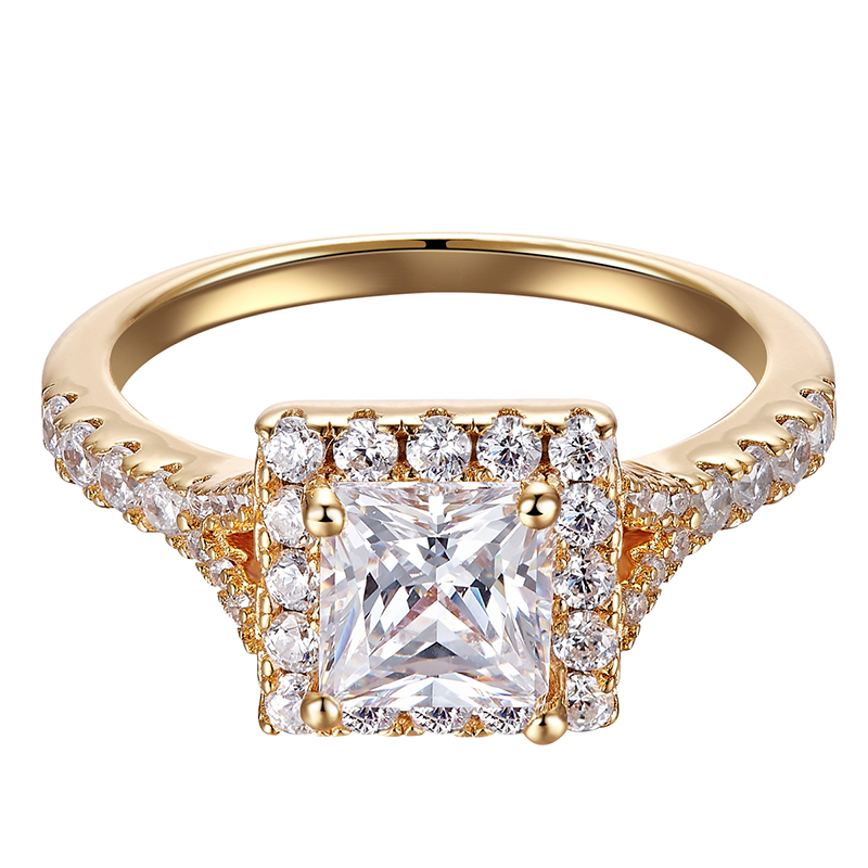 18K Yellow Gold Princess Diamond Engagement Ring Jewelry