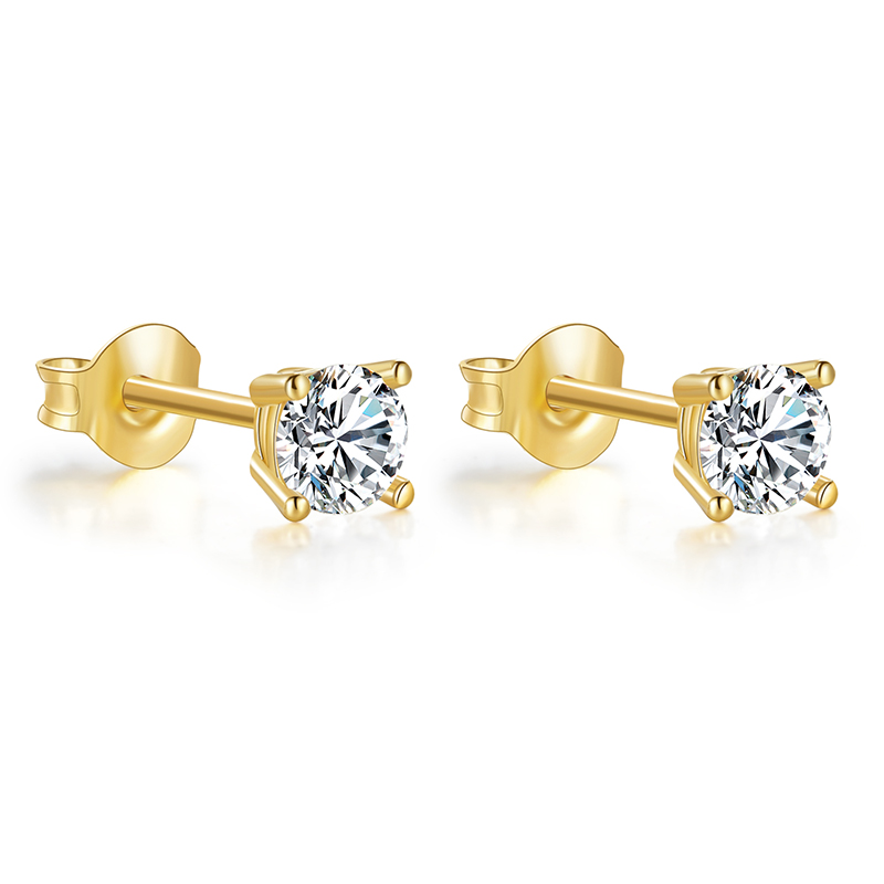 18K Yellow Gold with 0.5CT VVS Diamond Earring Studs