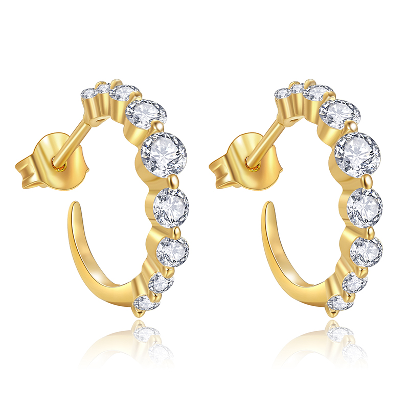 Fashion Jewelry 18K Yellow Gold Moissanite Earring Hoops