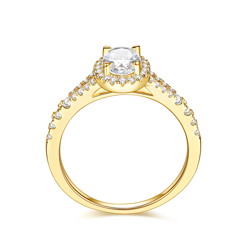 Fashion Engagement Rings 18K Yellow Gold with 1.0 CT Oval GIA Diamond Jewelry