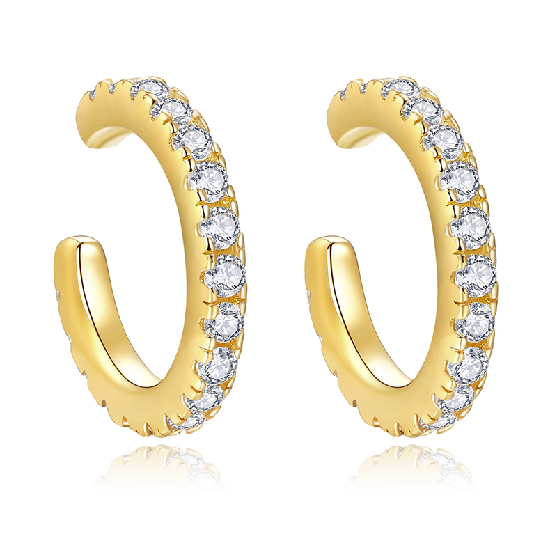 18K Yellow Gold Diamond Earring Hoops CVD Lab Diamond Jewelry
