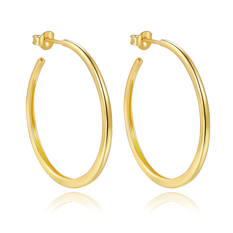 Fashion Solid 18K Yellow Gold Earring Hoops