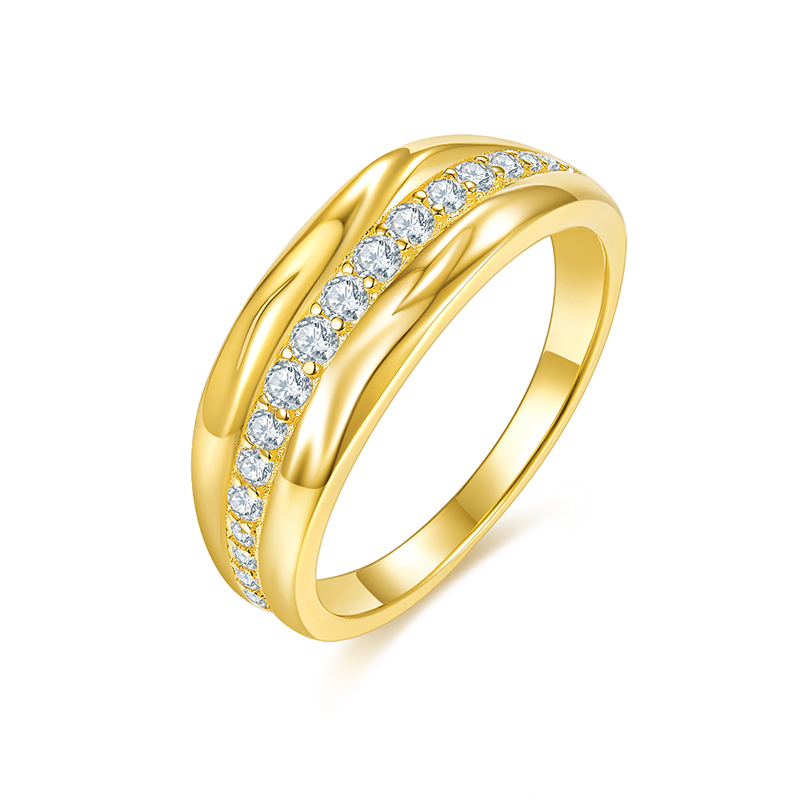 18K Yellow Gold Diamond Men 戒指 Fashion CVD Lab Diamond Jewelry