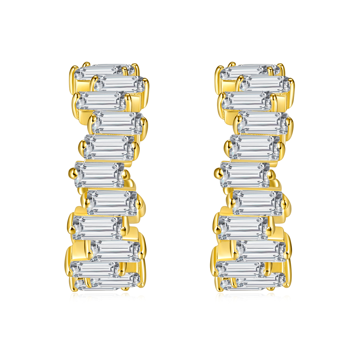 Fashion CVD Diamond Earring Hoops 18K Yellow Gold Jewelry