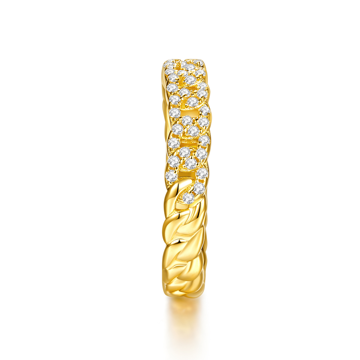 Fashion Chain Style Ring Band 18K Yellow Gold Diamond Jewelry