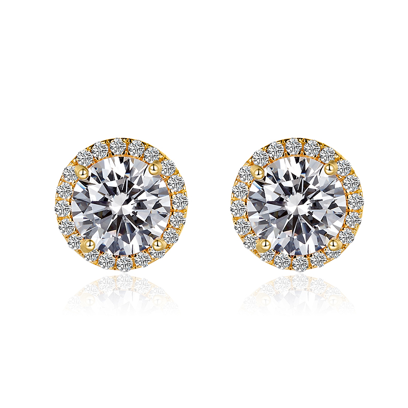 18K Yellow Gold CVD Diamond Earring Studs