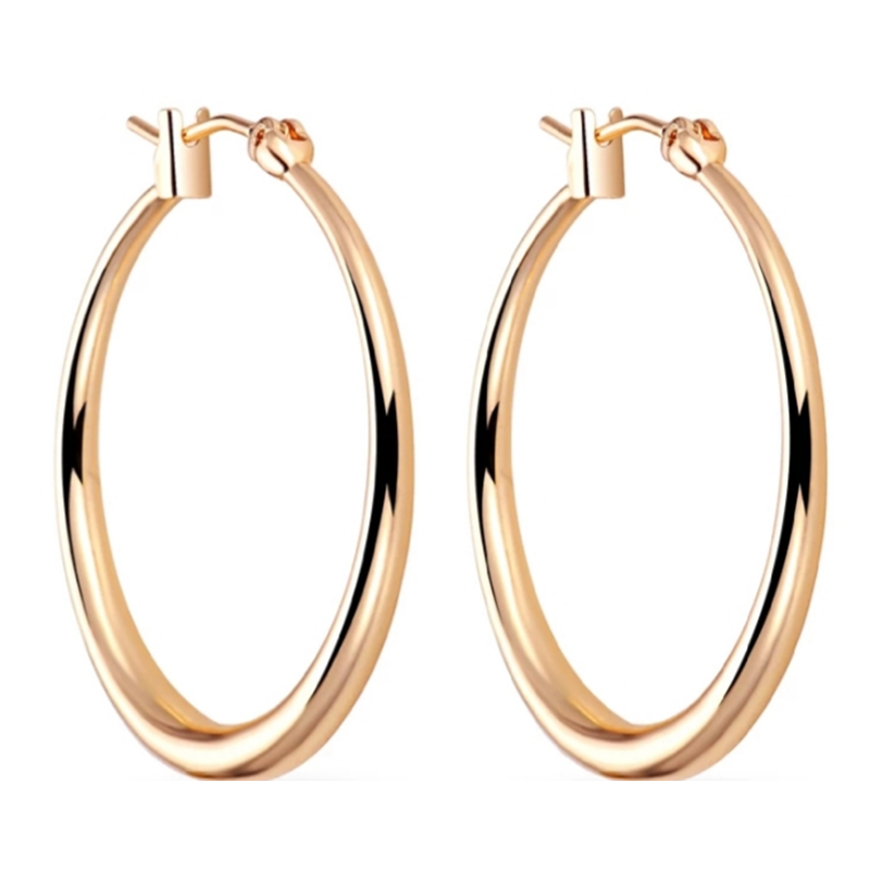 Fashion Style Solid 925 Silver Earring Hoops with Rose Gold Plated