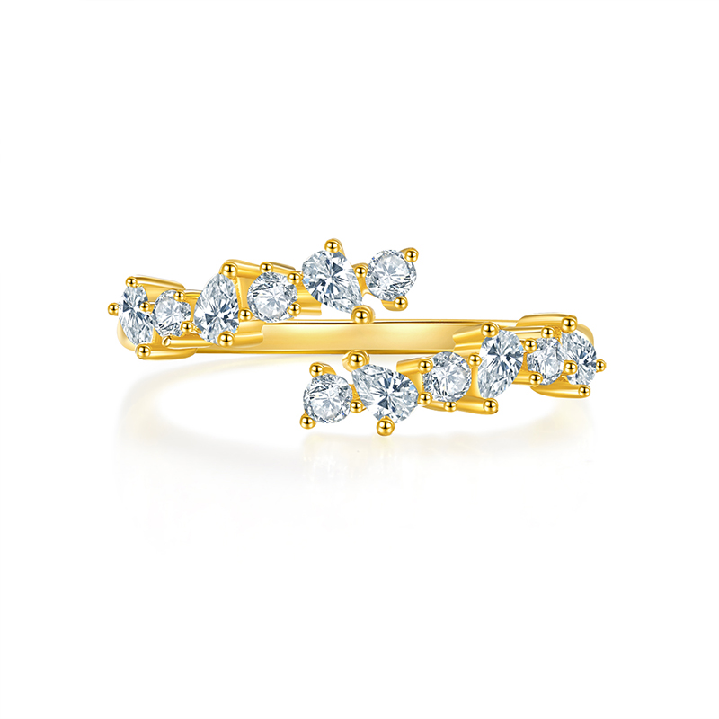 Fashion Open Ring Band 18K Yellow Gold Diamond Jewelry