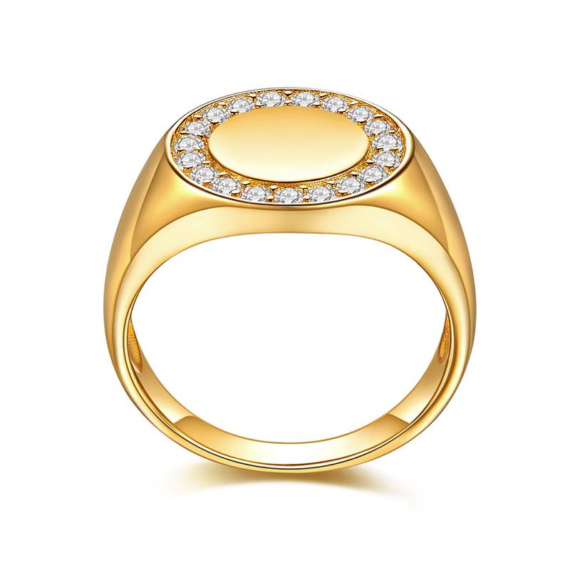 18K Yellow Gold Diamond Men Rings Fashion Jewelry Style