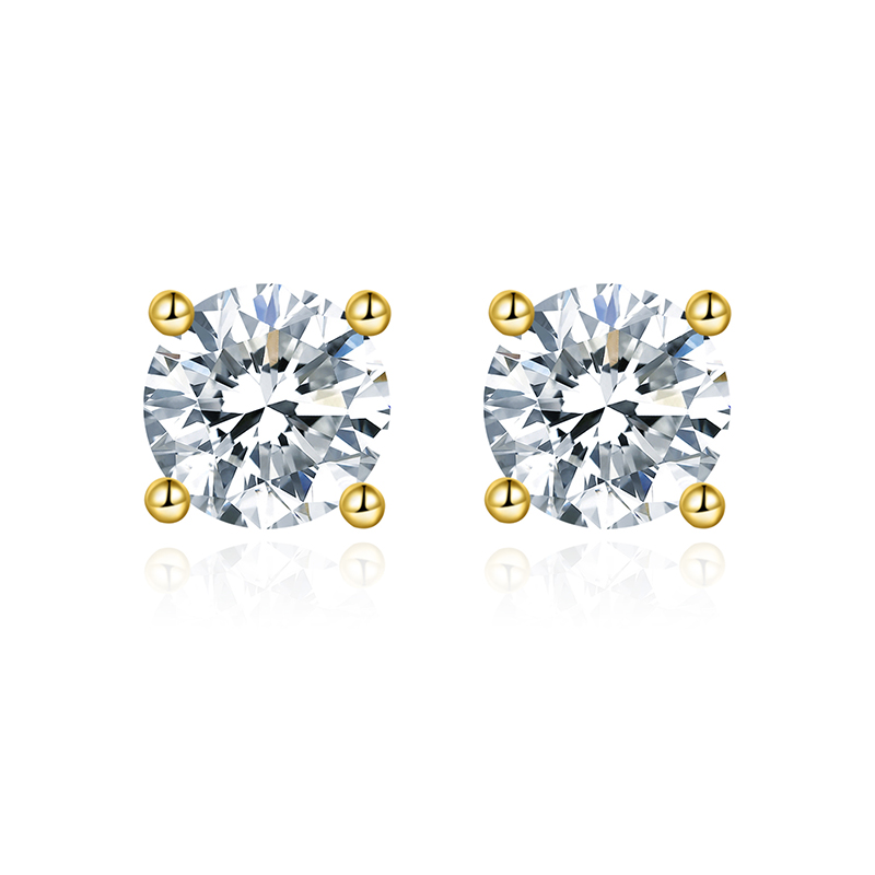 18K Yellow Gold with 0.5CT VVS Diamond Earring Studs