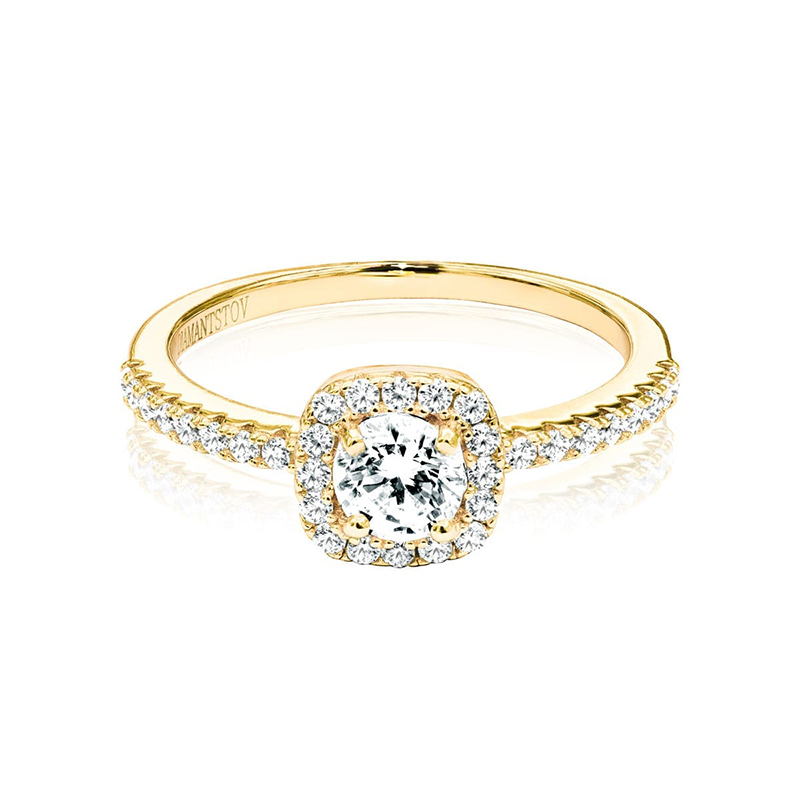 Fashion 18K Yellow Gold Rings 0.5CT GIA Diamond Jewelry