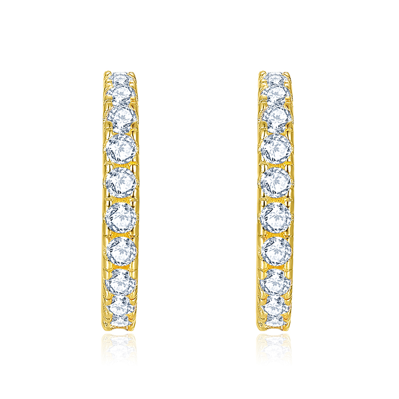 18K Yellow Gold Diamond Earring Hoops CVD Lab Diamond Jewelry