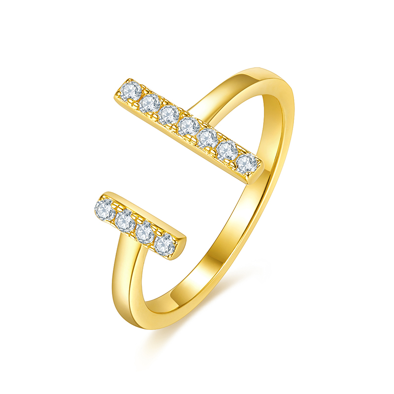 Fashion T 戒指 Band 18K Yellow Gold Diamond Jewelry with IGI Report