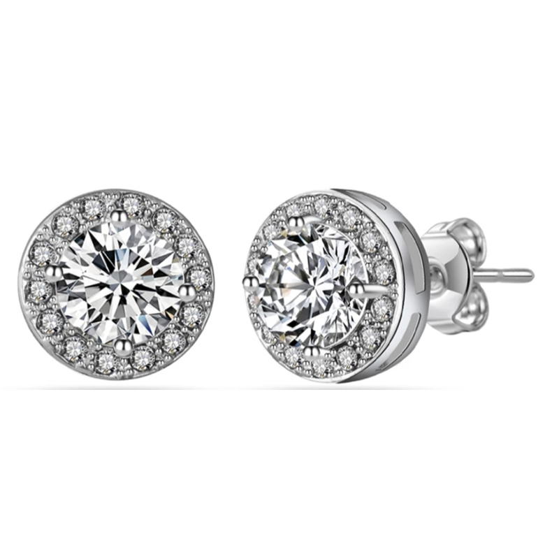 Fashion Rose Gold Plated Jewelry 925 Silver Earring Studs with Moissanite