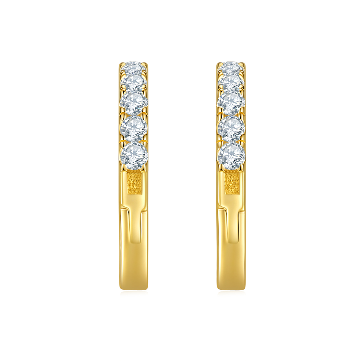 18K Yellow Gold Diamond Earring Hoops Fashion Style
