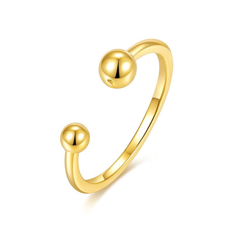 Fashion Solid 18K Yellow Gold Open 戒指 Women Gift