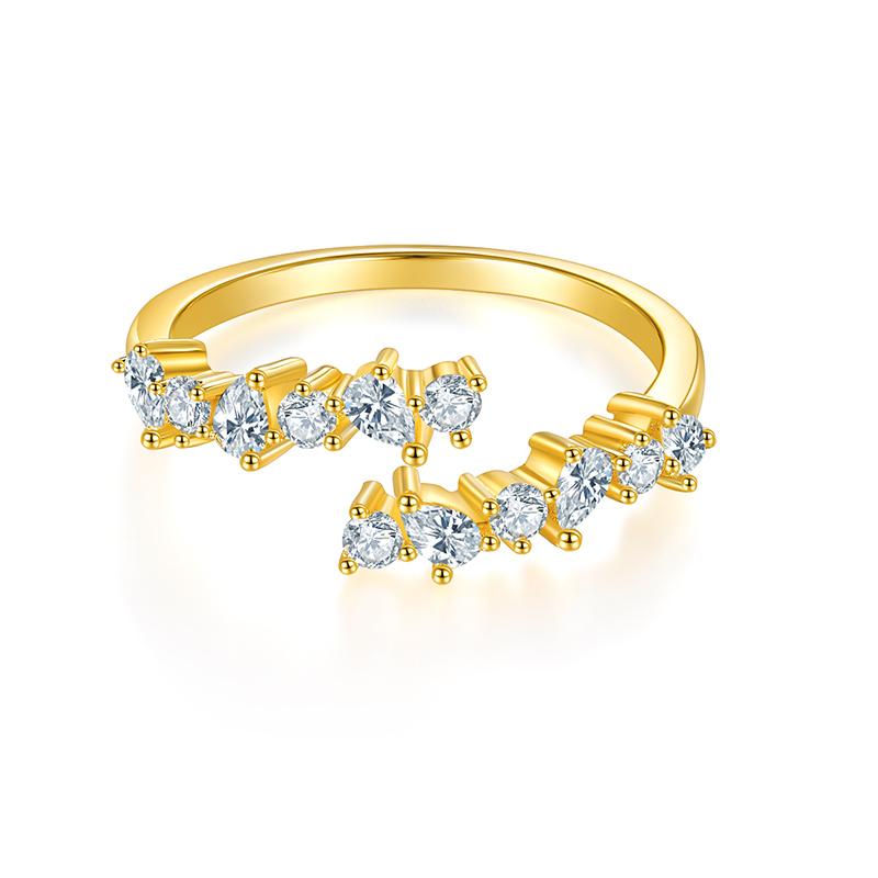 Fashion Open Ring Band 18K Yellow Gold Diamond Jewelry