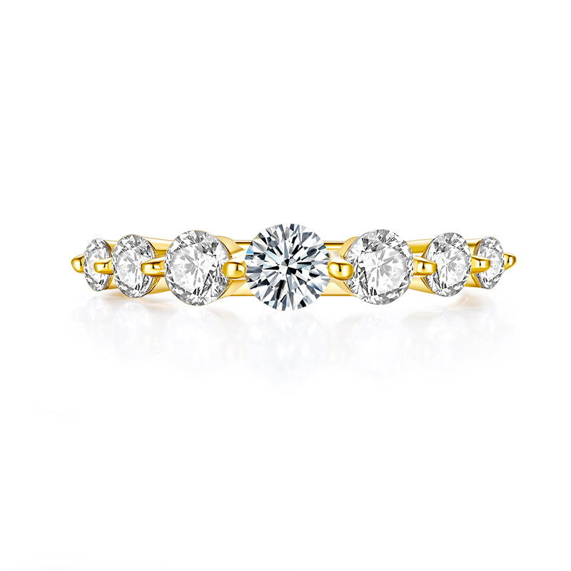 Fashion 18K Yellow Gold Diamond Ring Band Jewelry CVD Lab Diamond