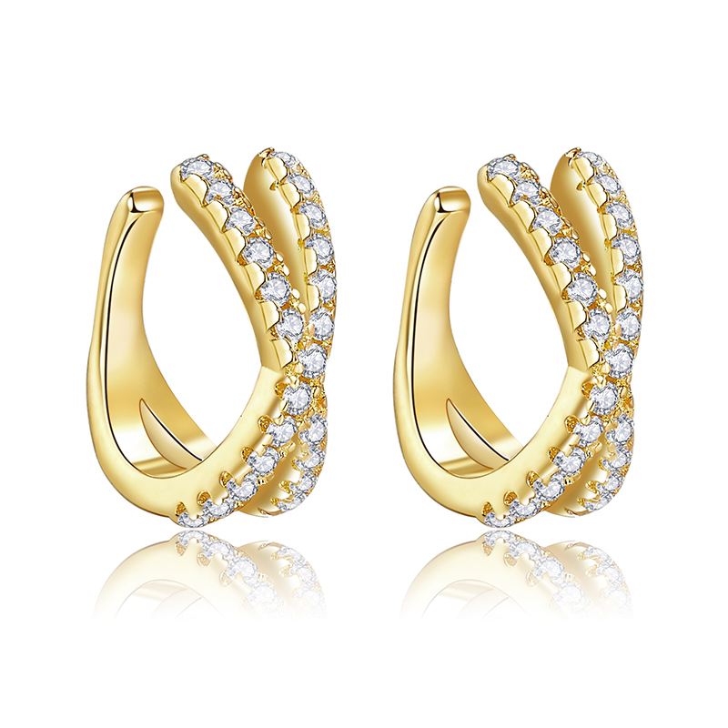Classic X Earring Hoops 18K Yellow Gold Natural Diamond Jewelry