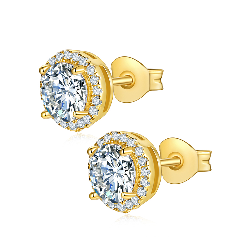 18K Yellow Gold CVD Diamond Earring Studs