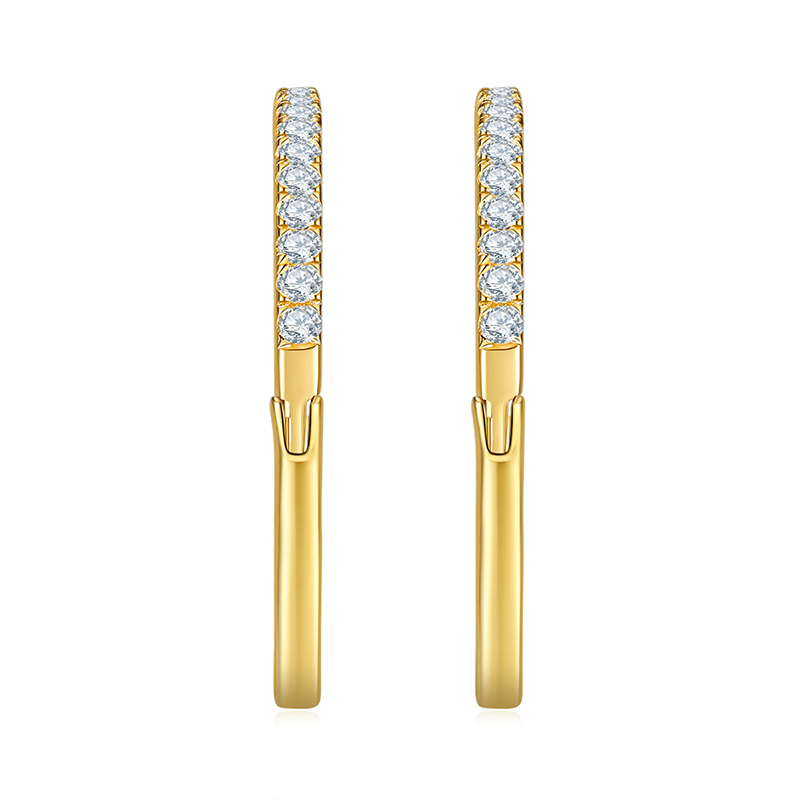 Fashion Jewelry 18K Yellow Gold Diamond Cuff Earring Studs